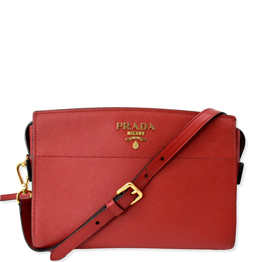 Prada Saffiano City Esplanade Crossbody Bag Red