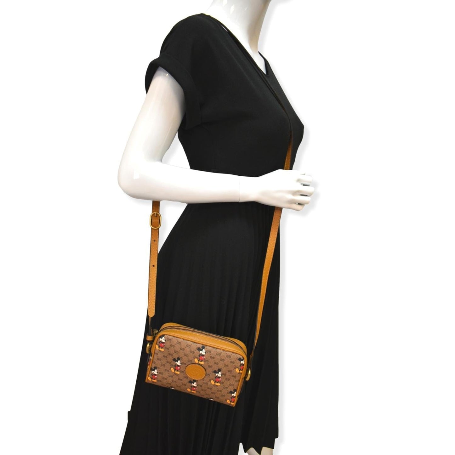 Gucci Disney Mickey Mo Supreme Coated Crossbody Bag Canvas Brown Disney 602536