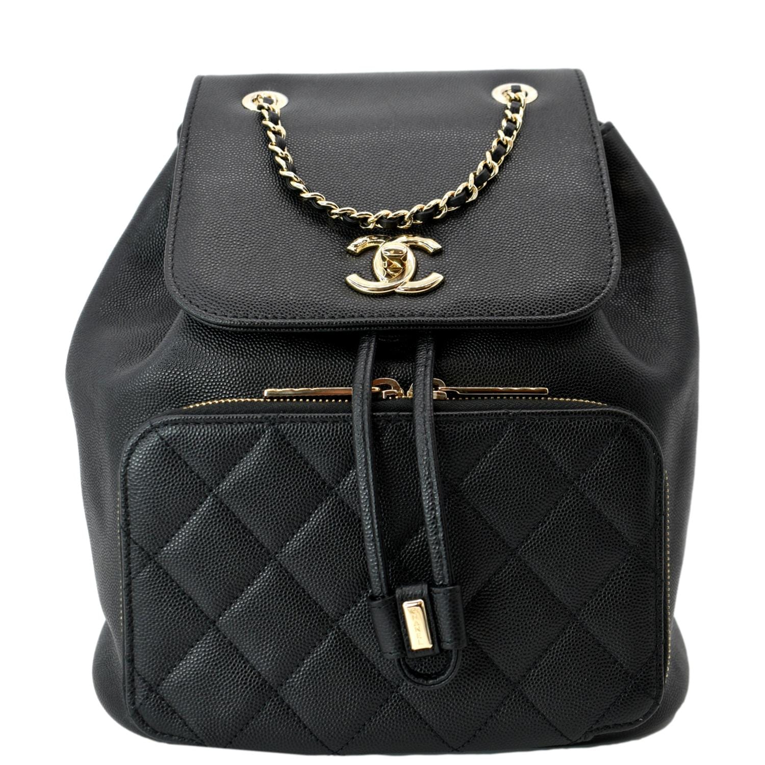 Chanel Business Affinity Caviar Quilted Backpack Black Travel Bag