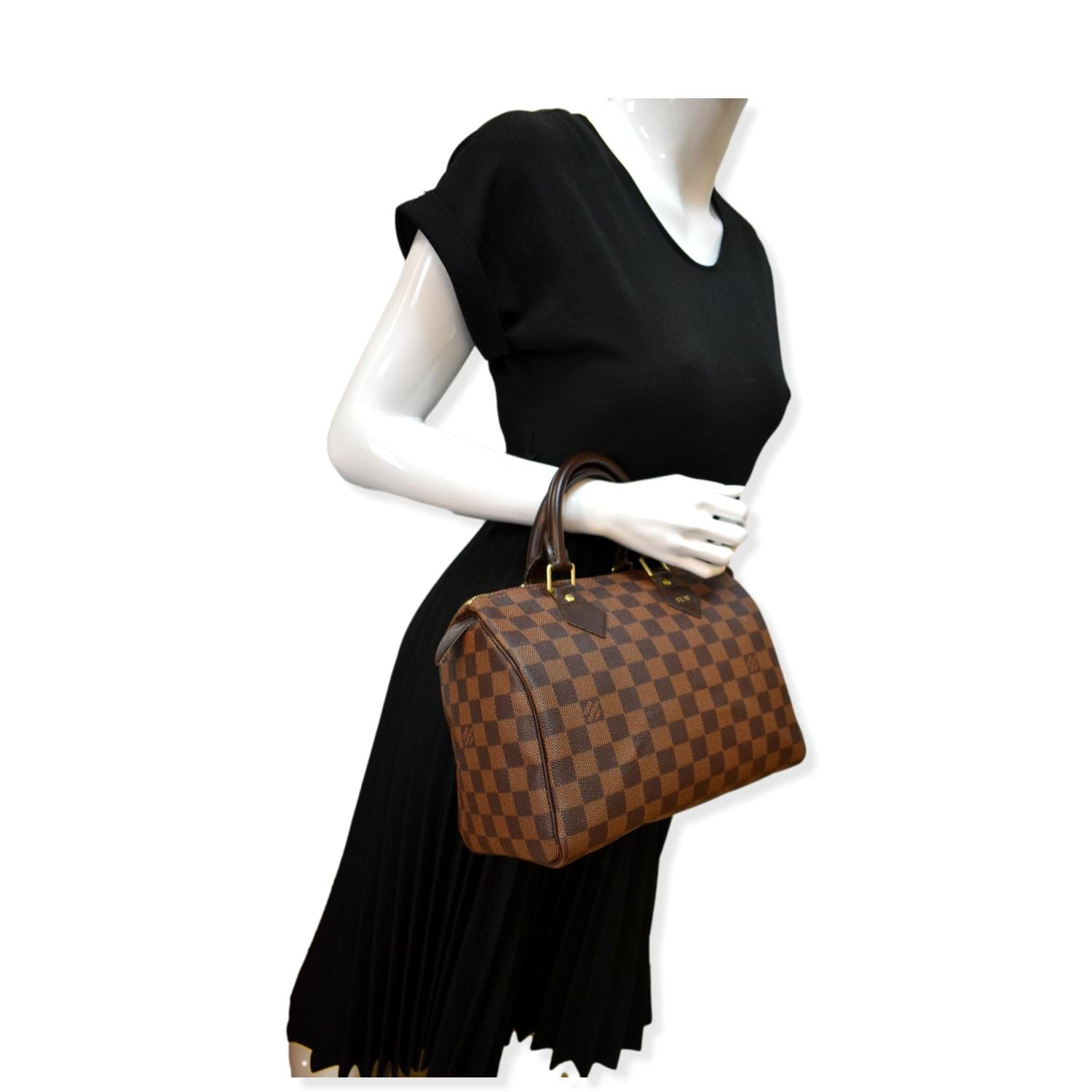 LV Louis Speedy Damier Ebene Shoulder Bag Brown