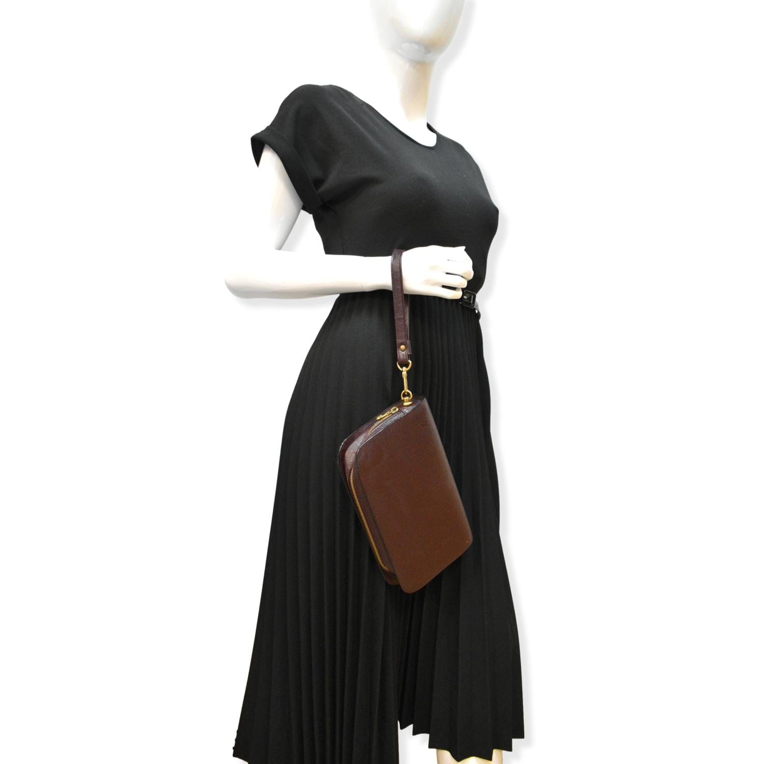 Louis Orsay Taiga Clutch Bag Purple Leather