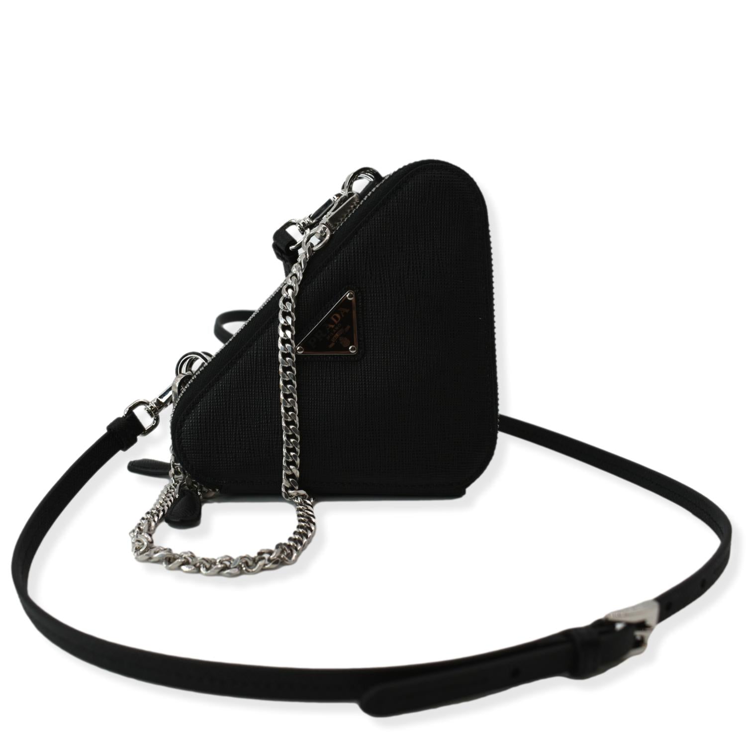 Saffiano Pouch Crossbody Bag Leather Black