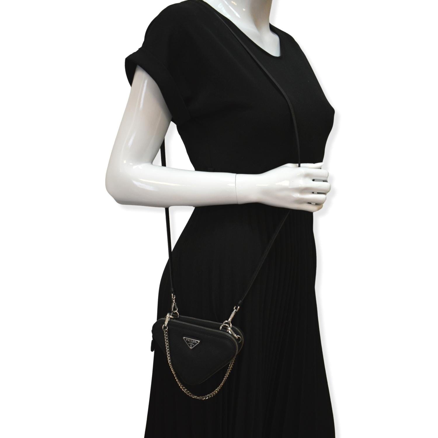 Saffiano Pouch Crossbody Bag Leather Black