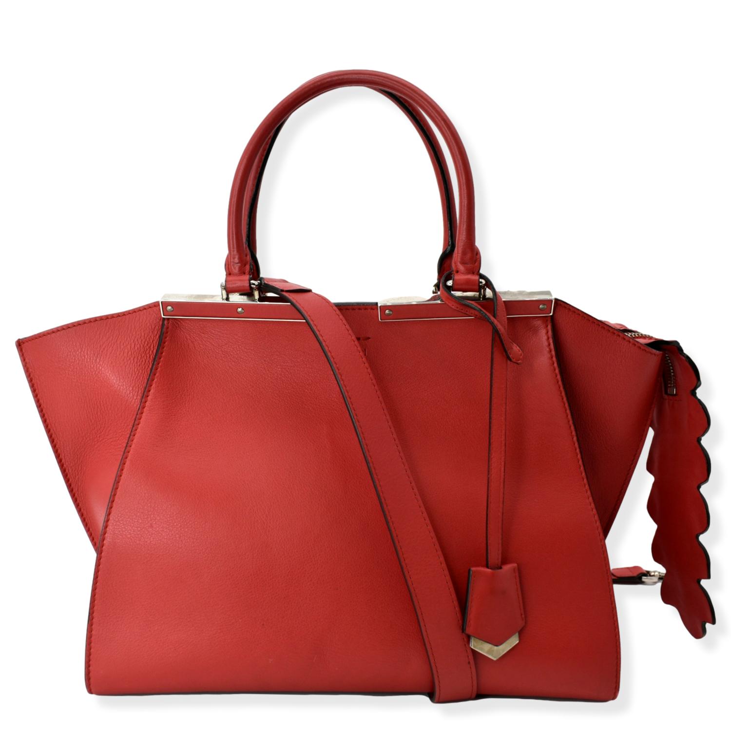 Fendi 3 Jours Calfskin Shoulder Bag Leather Red