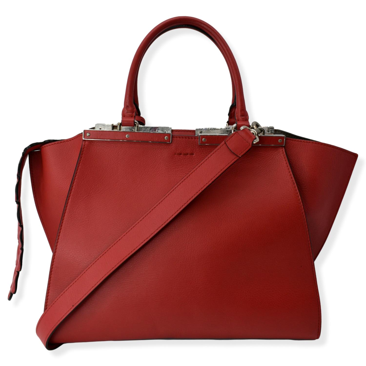 Fendi Jours Calfskin Shoulder Bag Leather Red