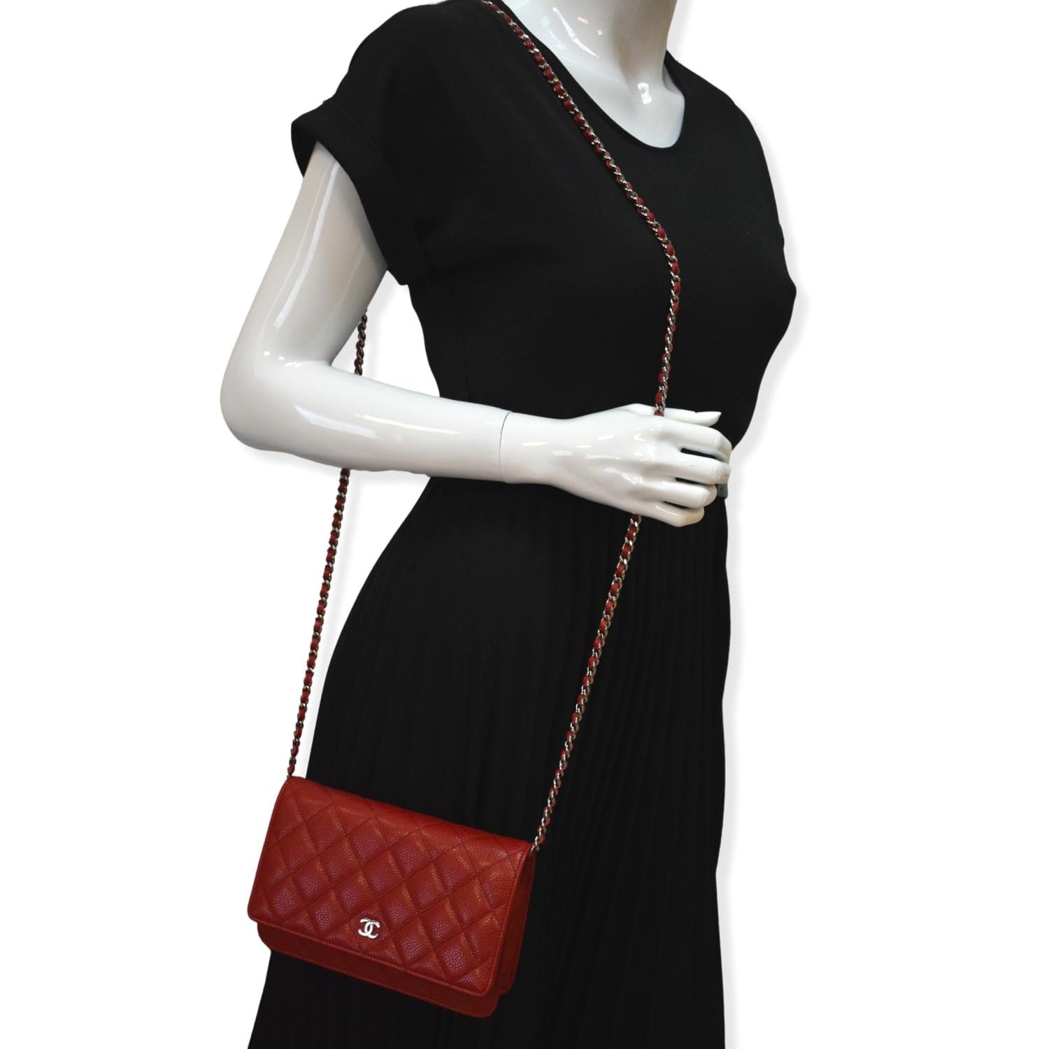 Chanel CC WOC Caviar Leather Red Travel Bag