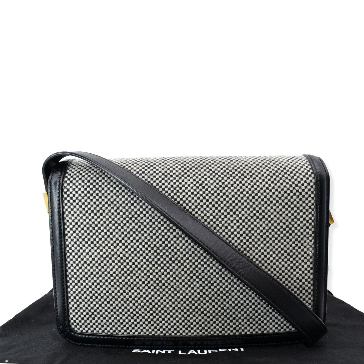 YSL Saint Laurent Yves Solferino And Shoulder Bag Leather Canvas White