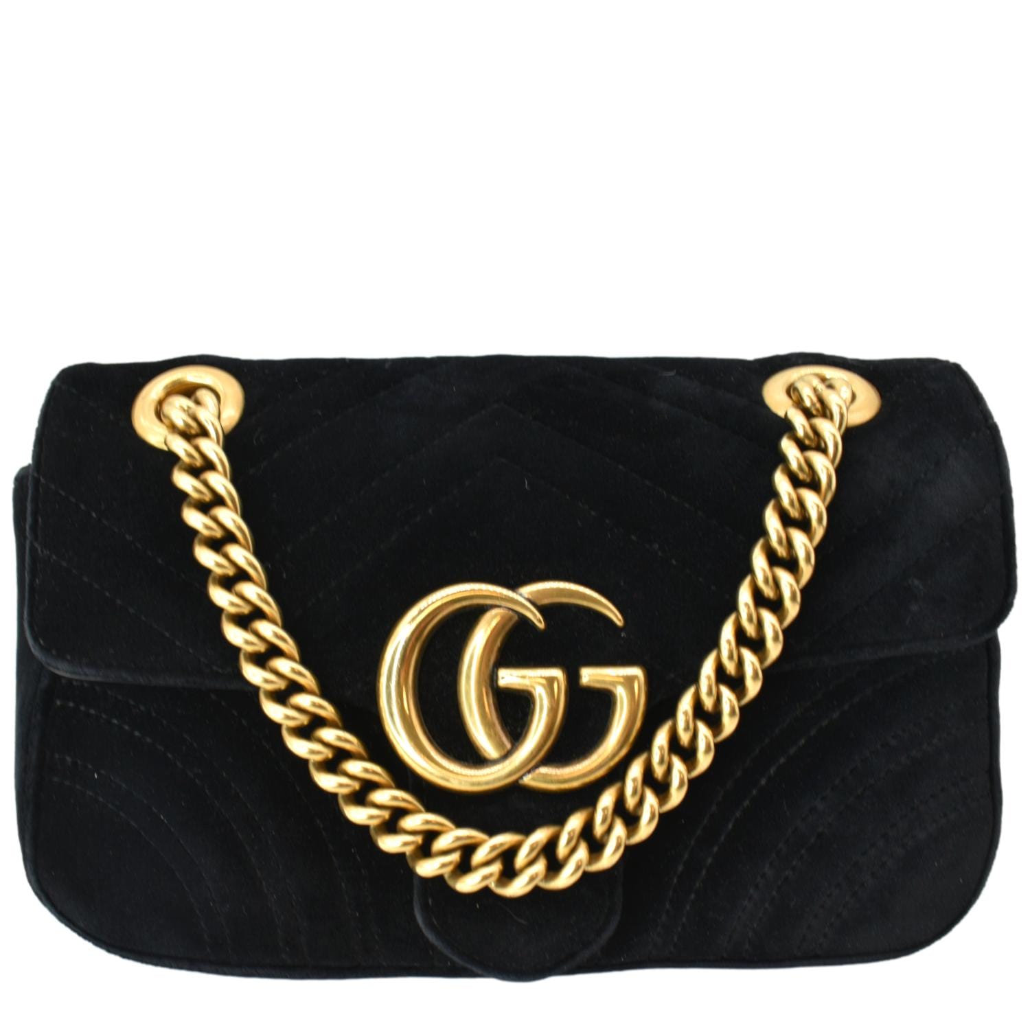 Gucci Marmont Velvet Shoulder Bag Black Mini