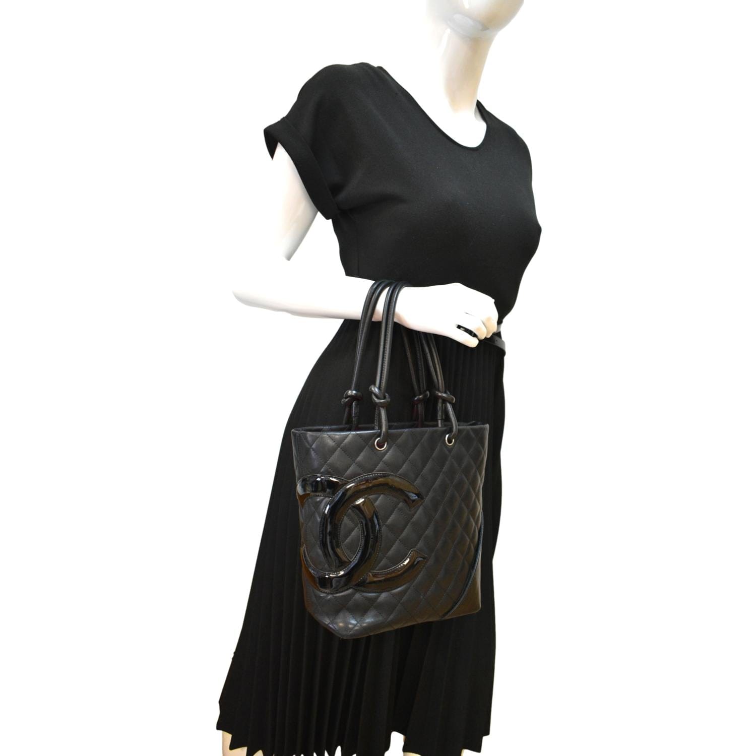 Chanel Cambon Ligne Quilted Leather Calfskin Black Travel Bag