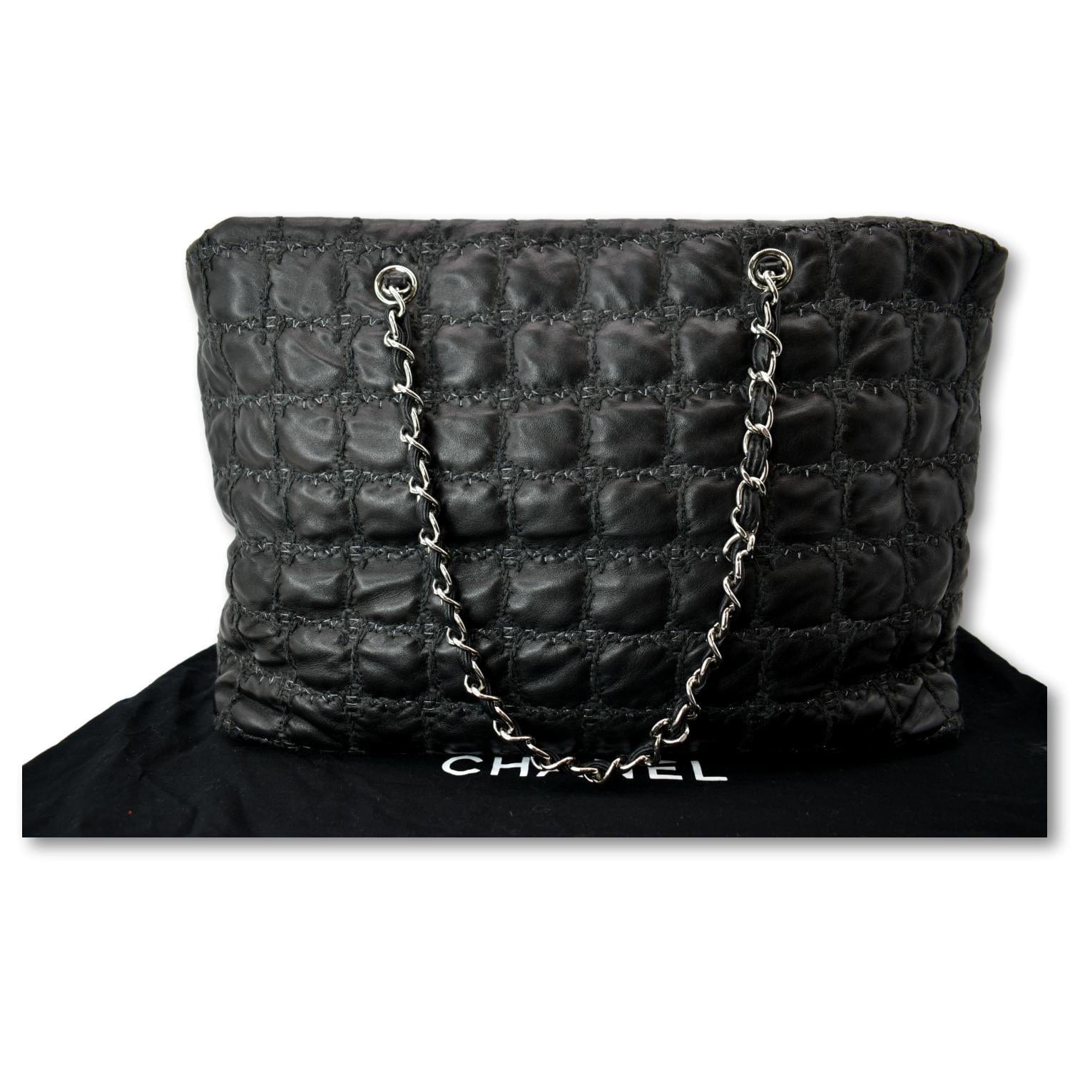 Chanel GST Tweed Double Stitch Leather Lambskin Black Travel Bag