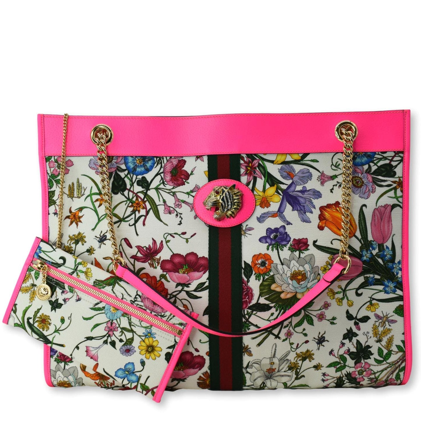 Gucci Floral Rajah Tote Bag Multicolor Leather Canvas