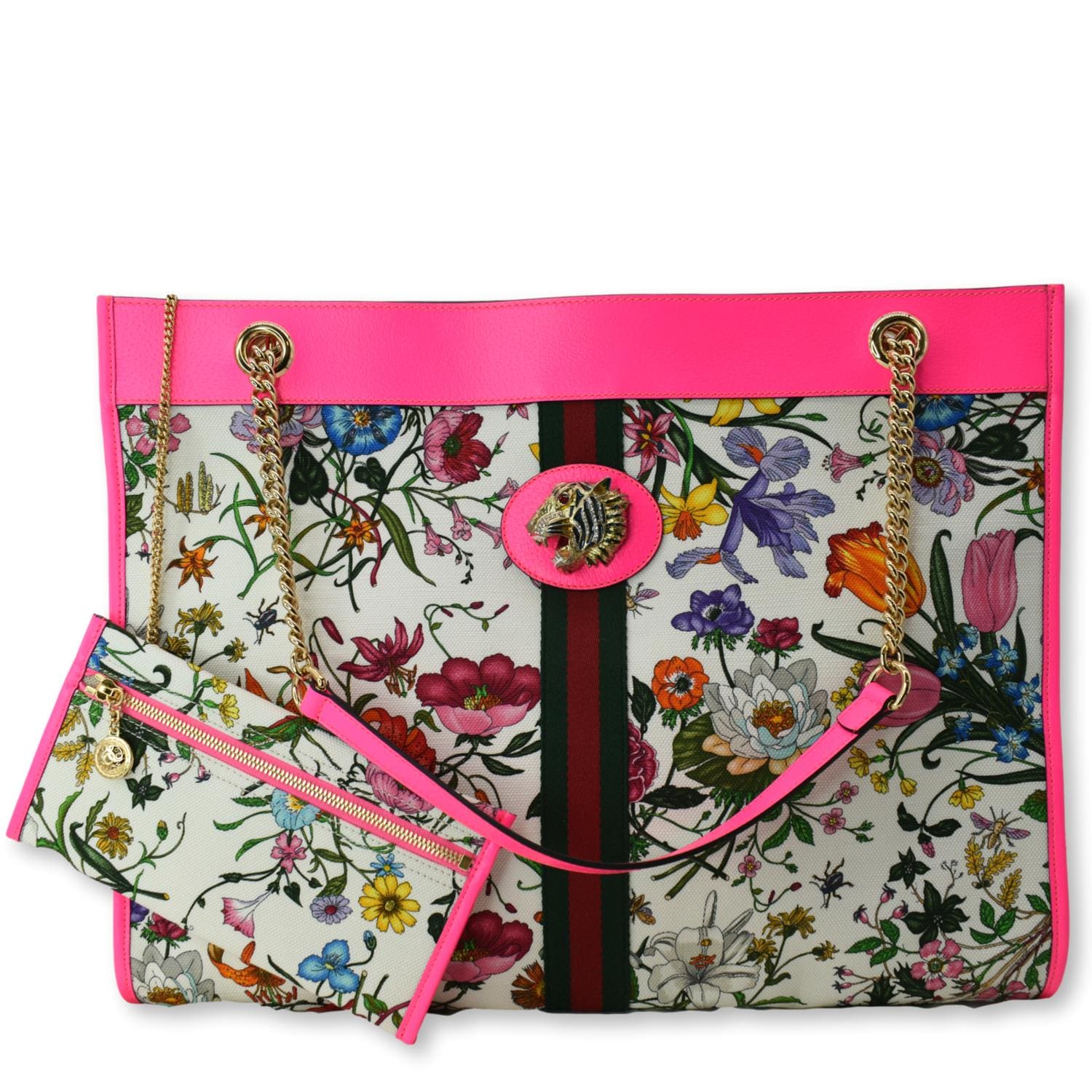 Gucci Floral Rajah Tote Bag Multicolor Leather Canvas