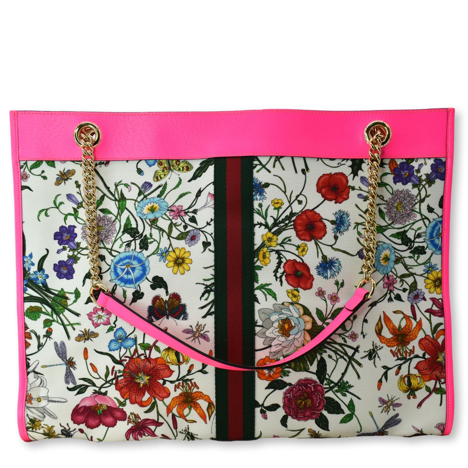 Gucci Floral Rajah Tote Bag Multicolor Leather Canvas