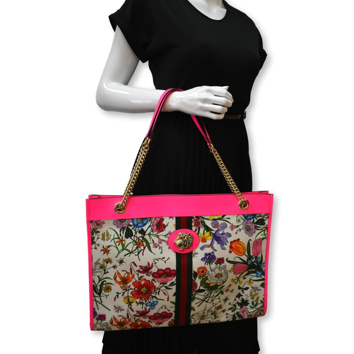 Gucci Floral Rajah Tote Bag Multicolor Leather Canvas