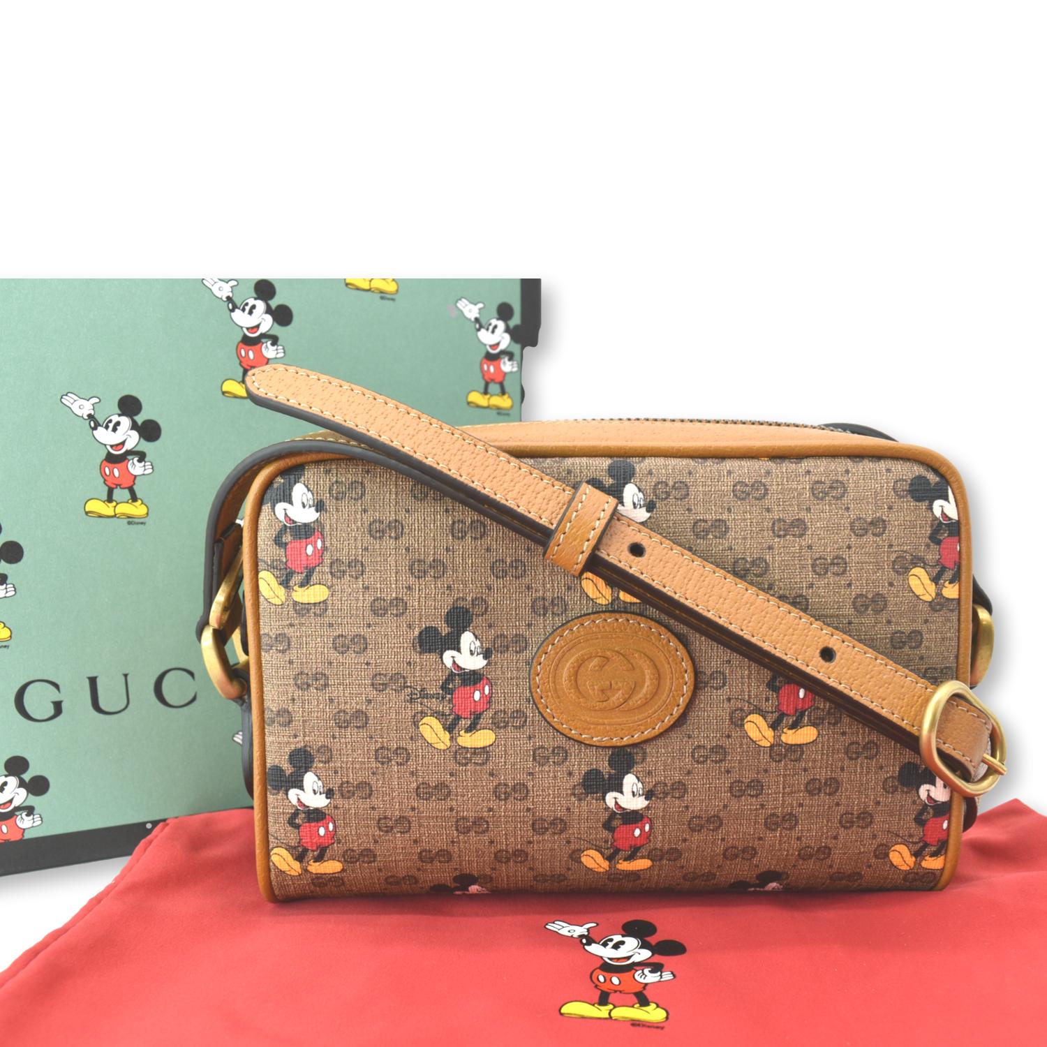 Gucci Disney Mickey Mo Supreme Coated Crossbody Bag Canvas Brown