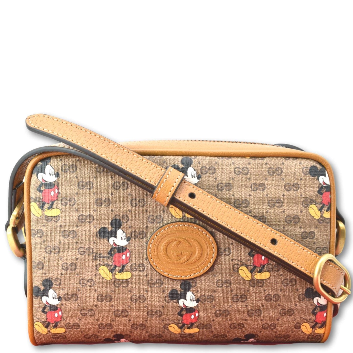 Gucci Disney Mickey Mo Supreme Coated Crossbody Bag Canvas Brown