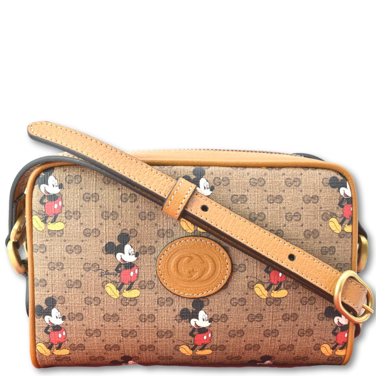 Gucci Disney Mickey Mo Supreme Coated Crossbody Bag Canvas Brown