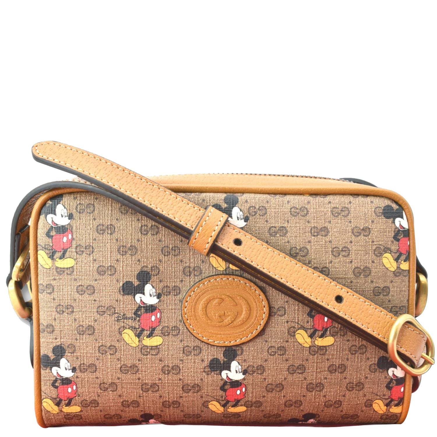 Gucci Disney Mickey Mo Supreme Coated Crossbody Bag Canvas Brown Disney 602536