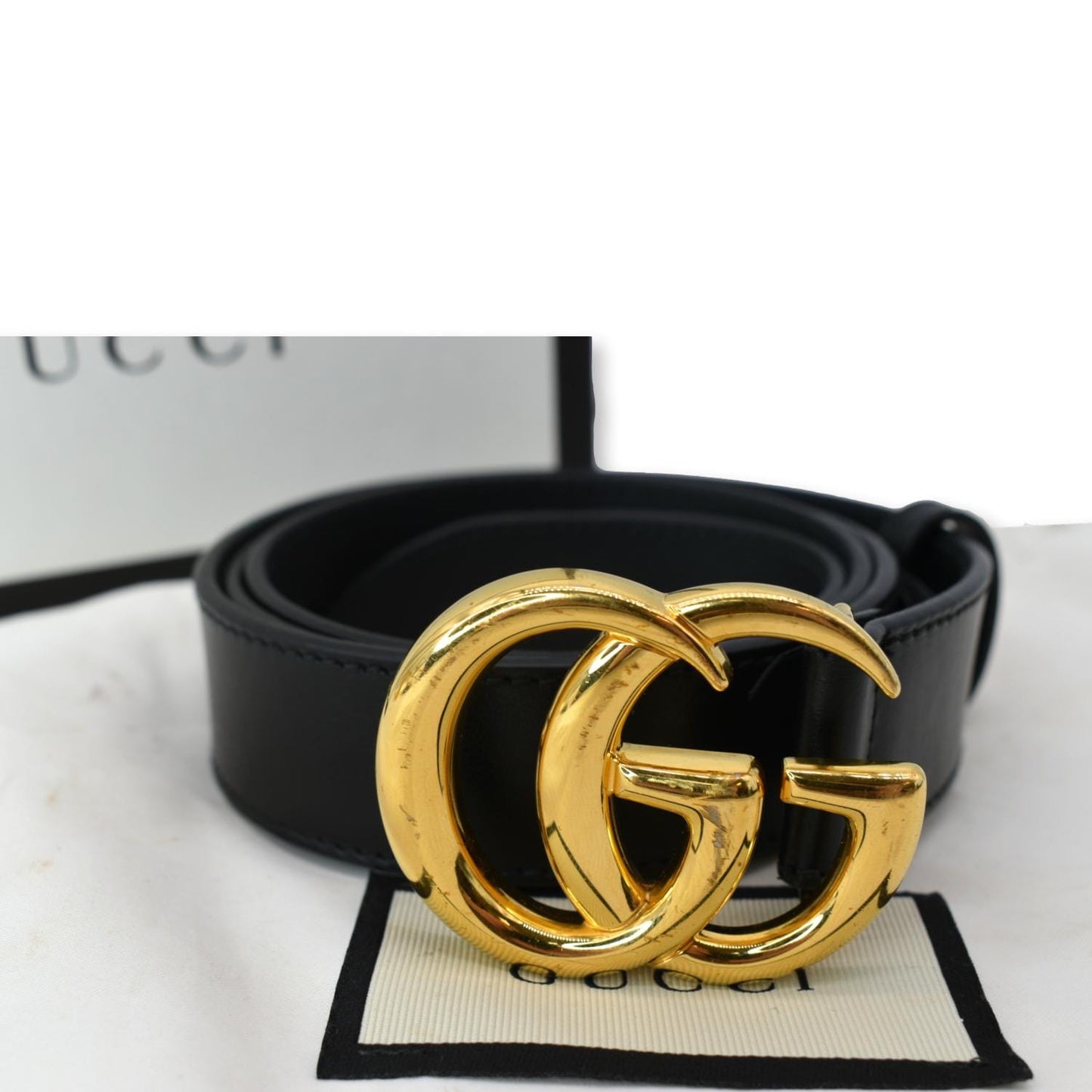 Gucci Double Buckle Belt Handbag Leather Black Accessory