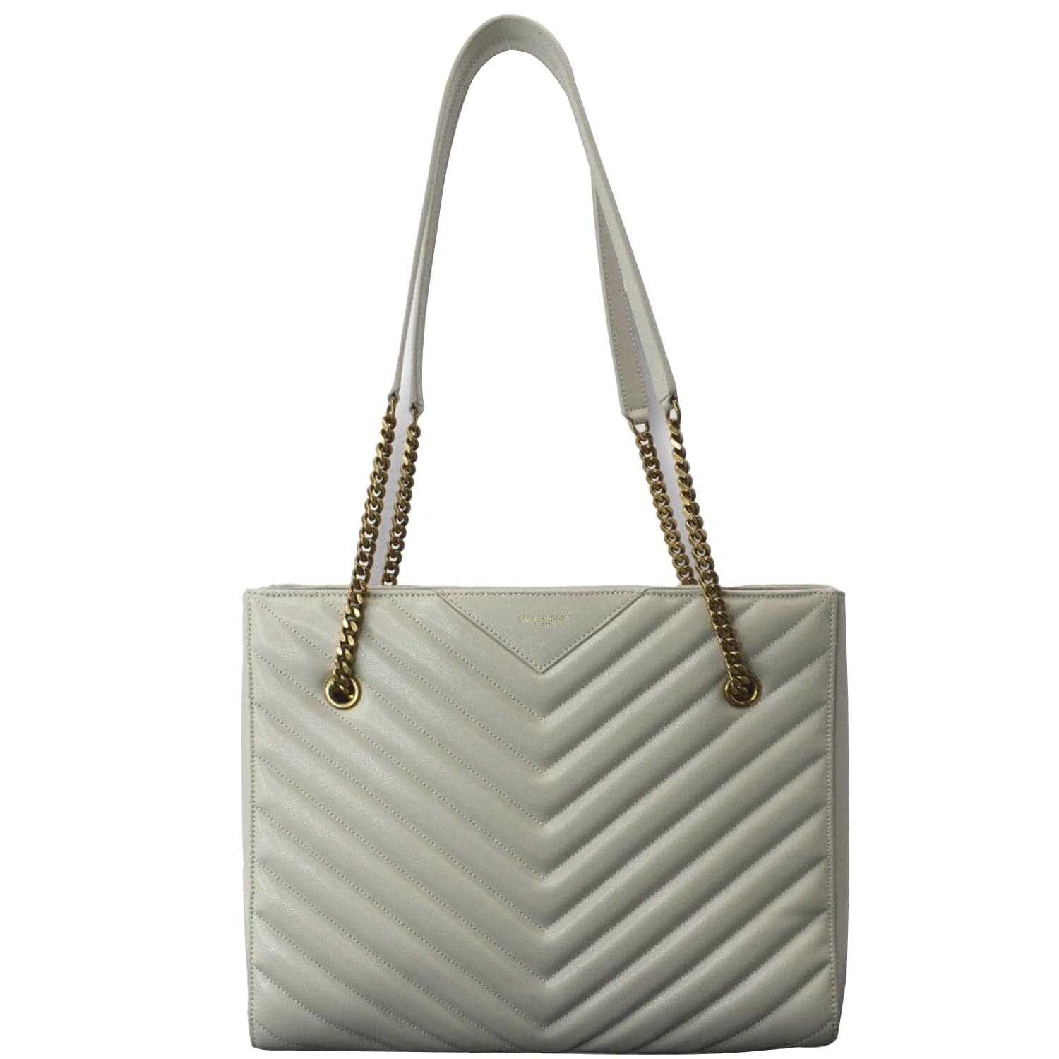 YSL Saint Laurent Yves Tribeca Shoulder Bag Leather White Medium