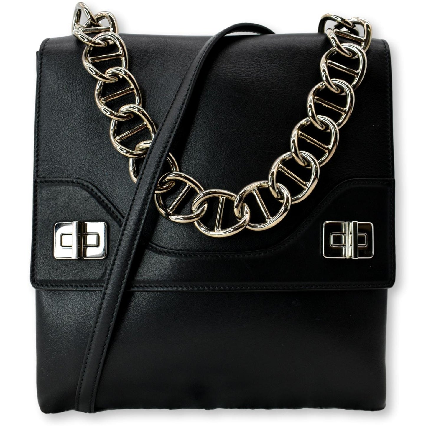Prada Turn Lock Shoulder Bag Hot Deals Black Flap