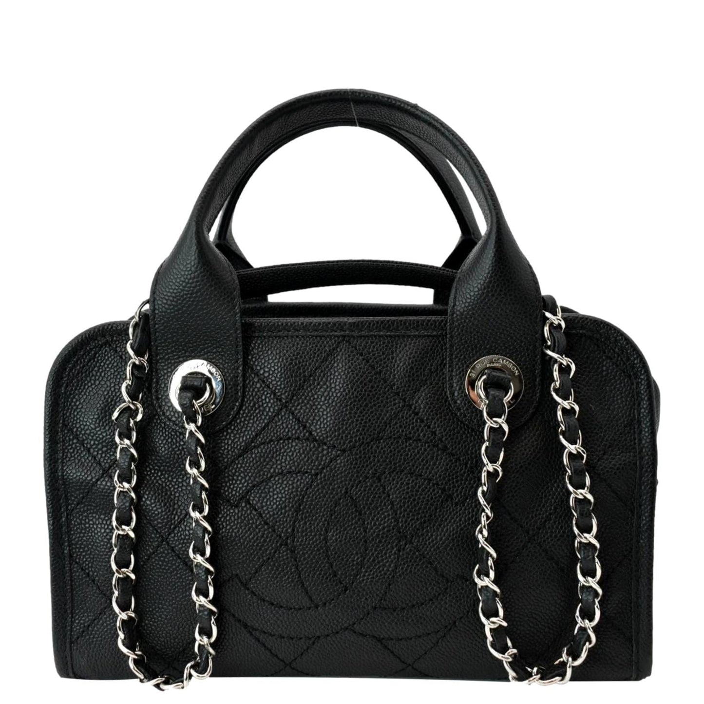 Chanel Deauville Shopping Leather Black Travel Bag