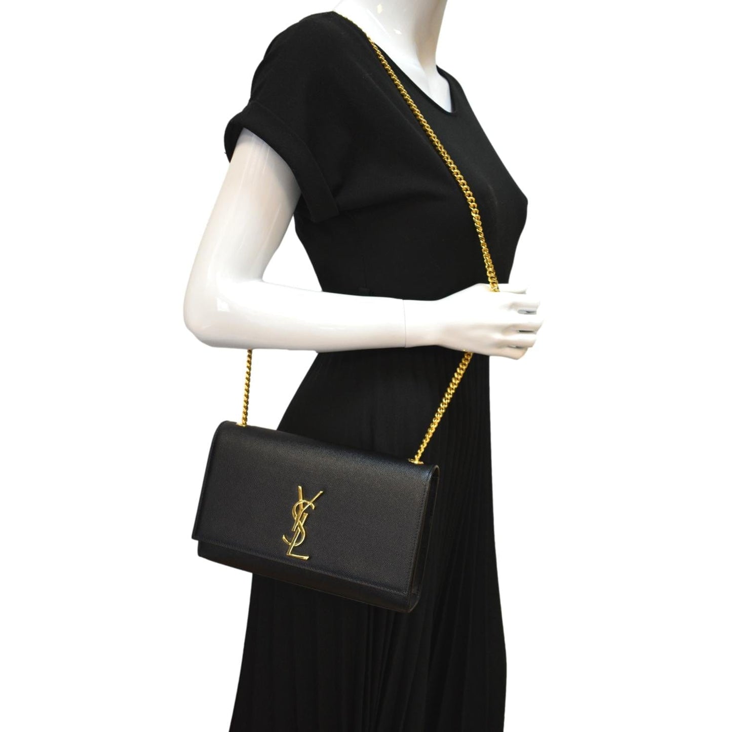 YSL Saint Laurent Saint Kate Chain Clutch Crossbody Bag Leather Black Chain Bag
