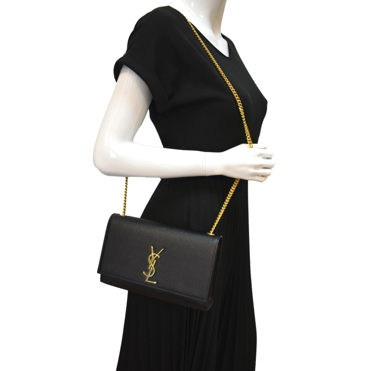 YSL Saint Laurent Saint Kate Chain Clutch Crossbody Bag Leather Black Chain Bag