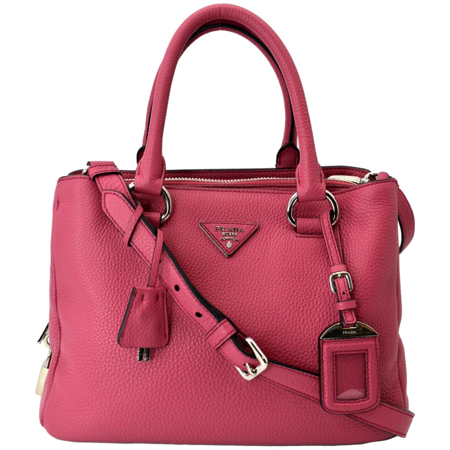 Prada Around Convertible Tote Shoulder Bag Leather Pink Zip