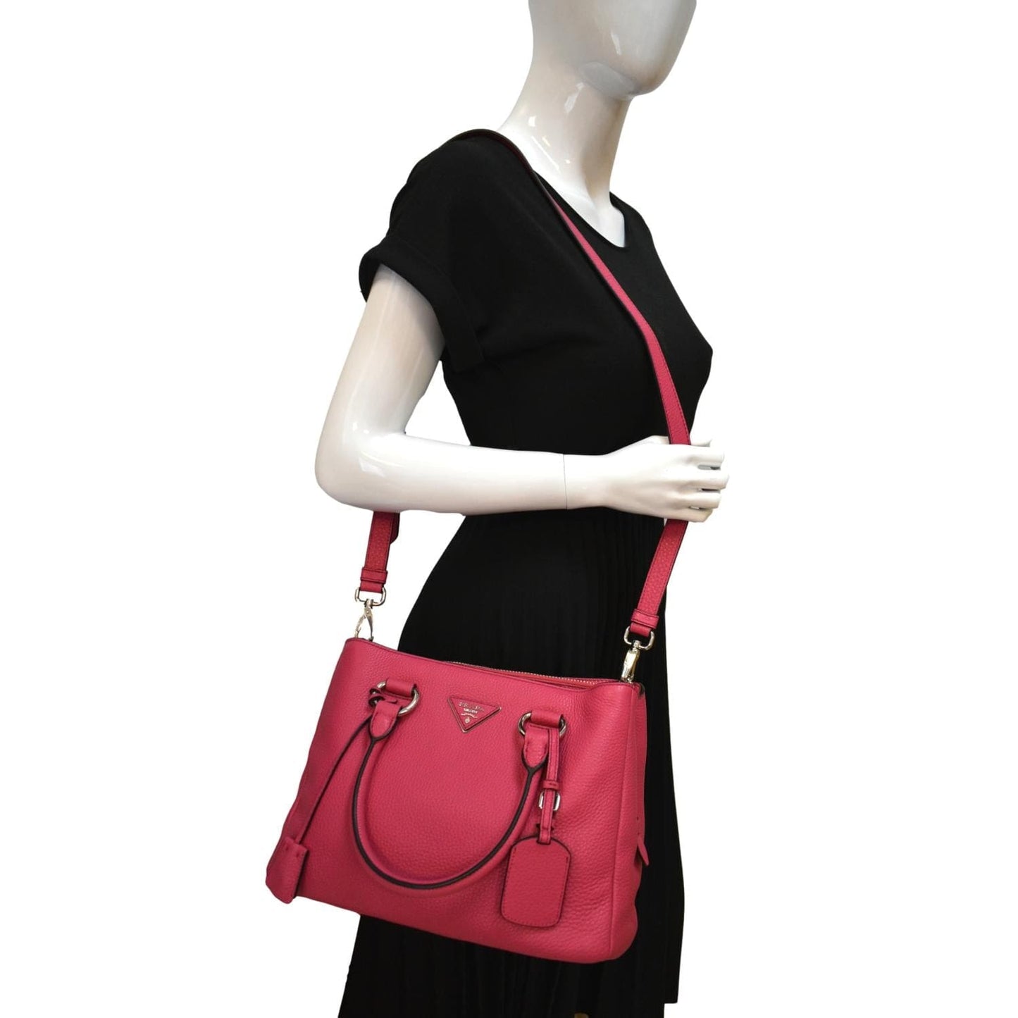 Zip Around Convertible Tote Shoulder Bag Leather Pink