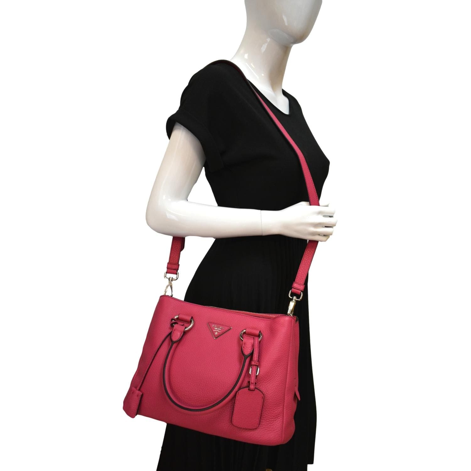 Zip Around Convertible Tote Shoulder Bag Leather Pink