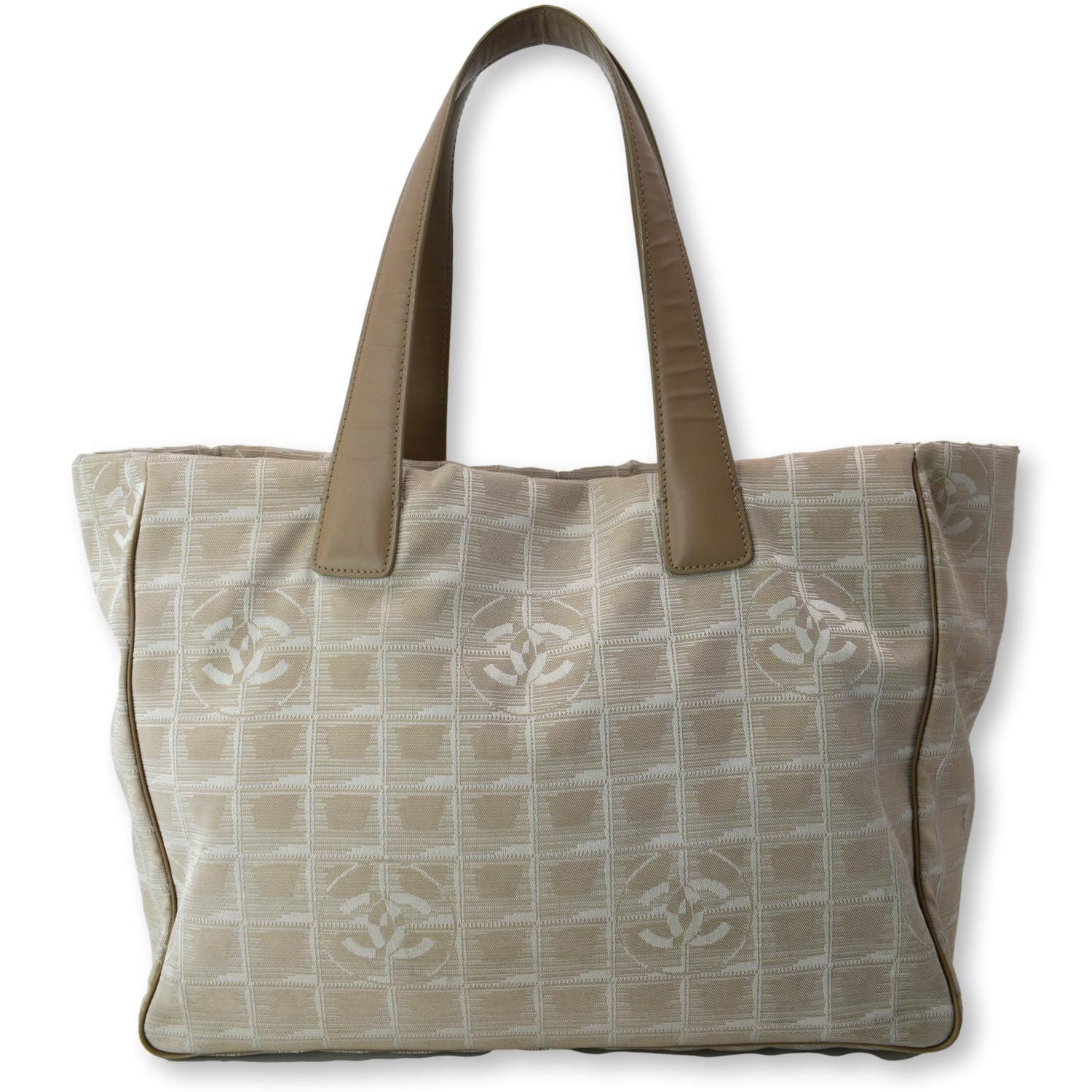 Chanel CC Logo Line Nylon Beige Travel Bag