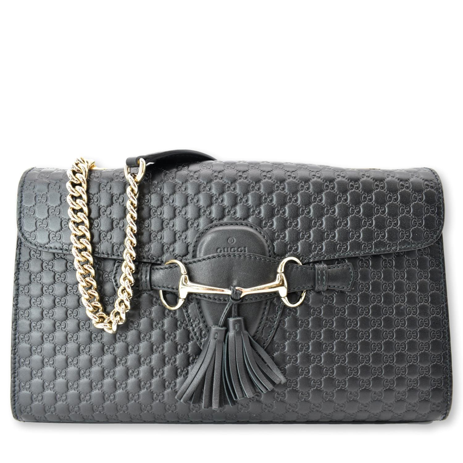 Gucci Emily ssima Chain Shoulder Bag Leather Black