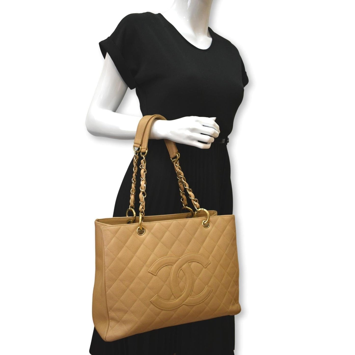 Chanel Grand Shopping GST Caviar Leather Beige Travel Bag