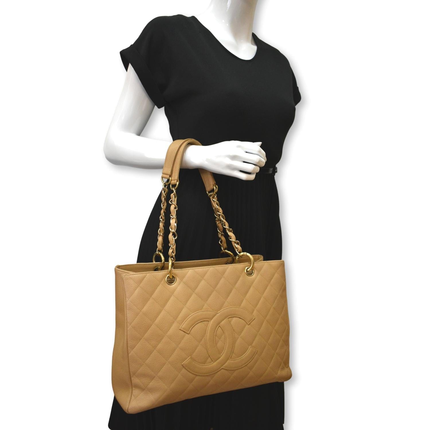 Chanel Grand Shopping GST Caviar Leather Beige Travel Bag