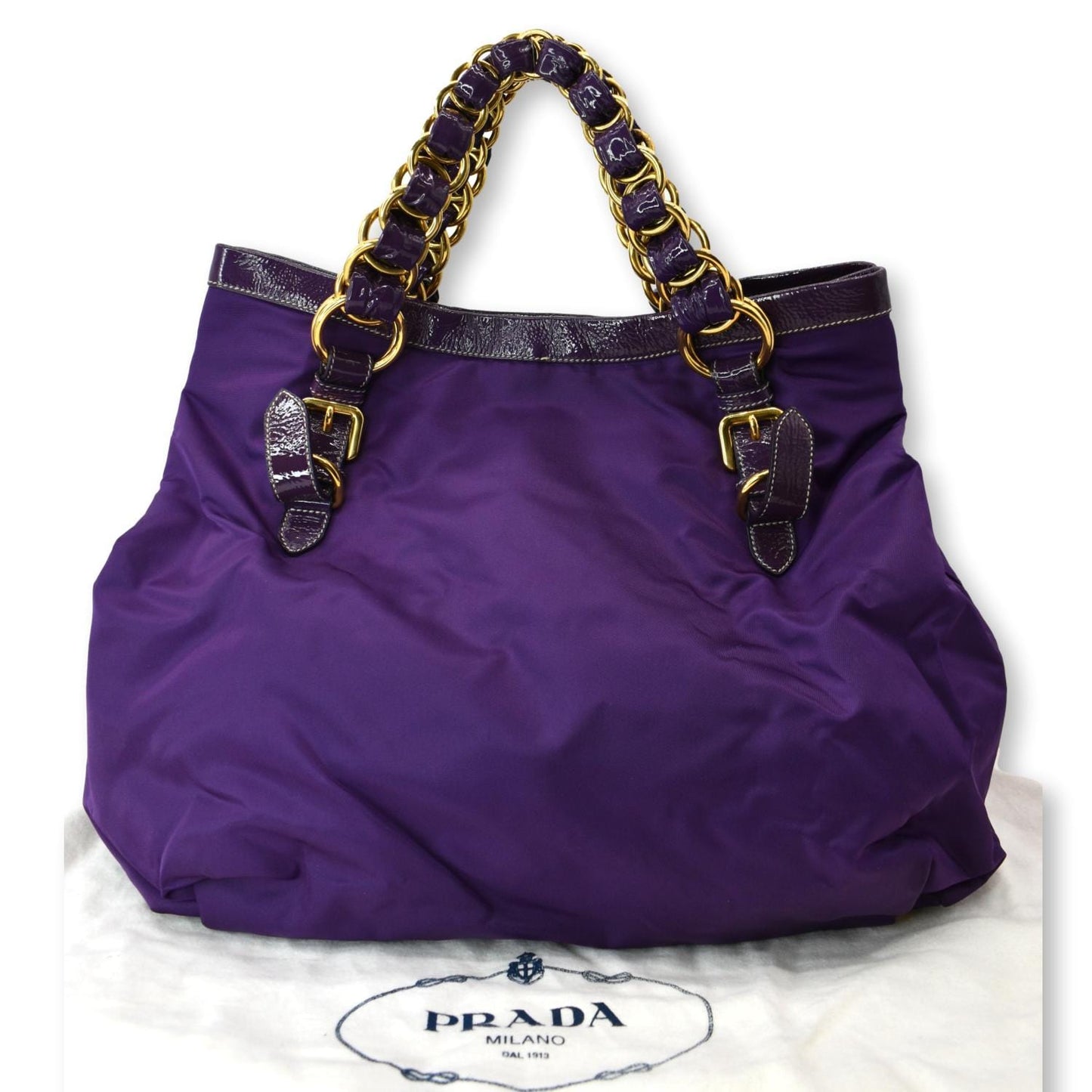 Prada Vernice Trimmed Tessuto Tote Bag Nylon Purple