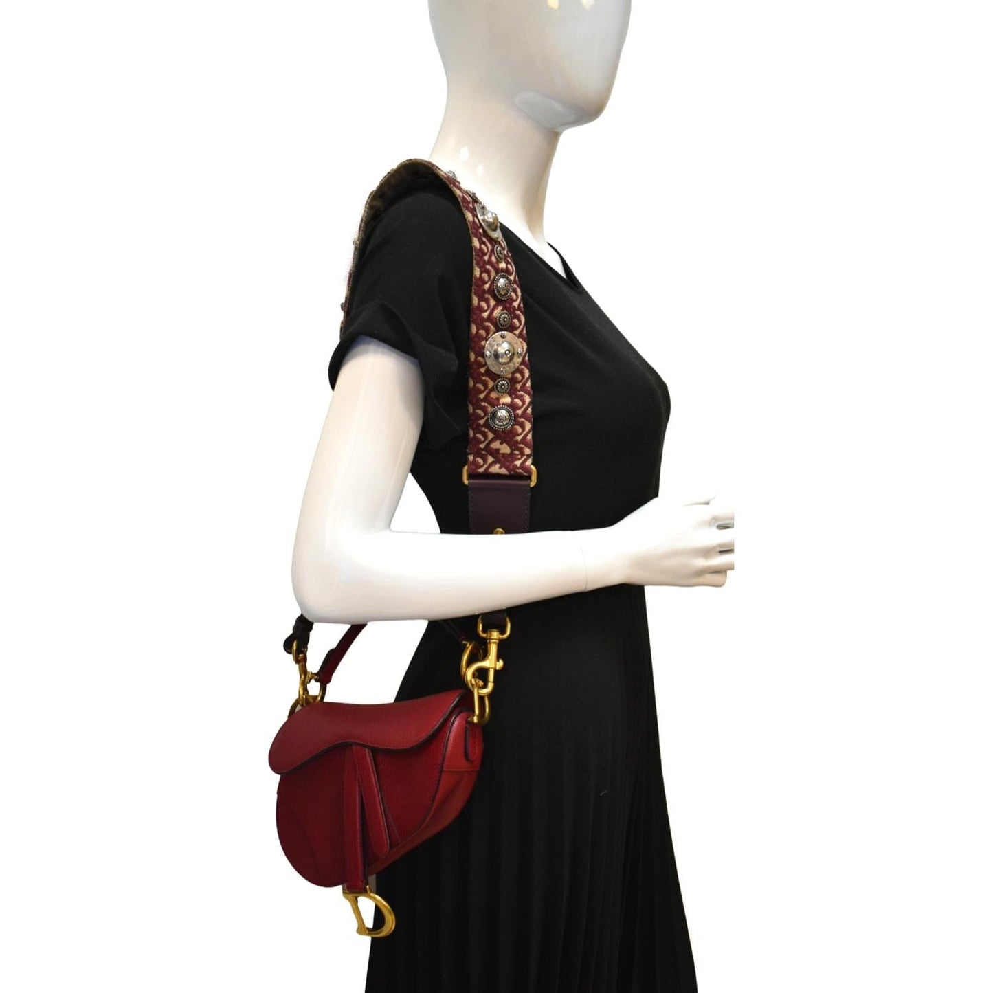 Dior Saddle Oblique Jacquard Shoulder Bag Red