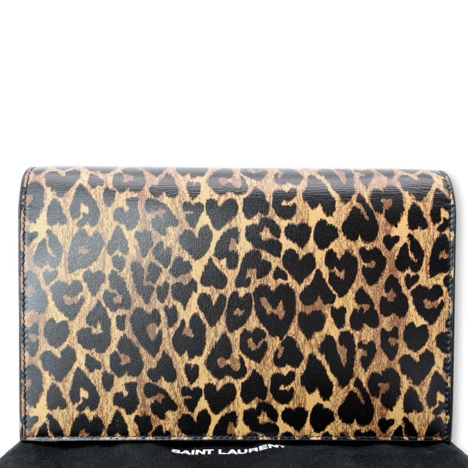 YSL Saint Laurent Yves Kate Leopard Print Shoulder Bag New Year Monogram Black
