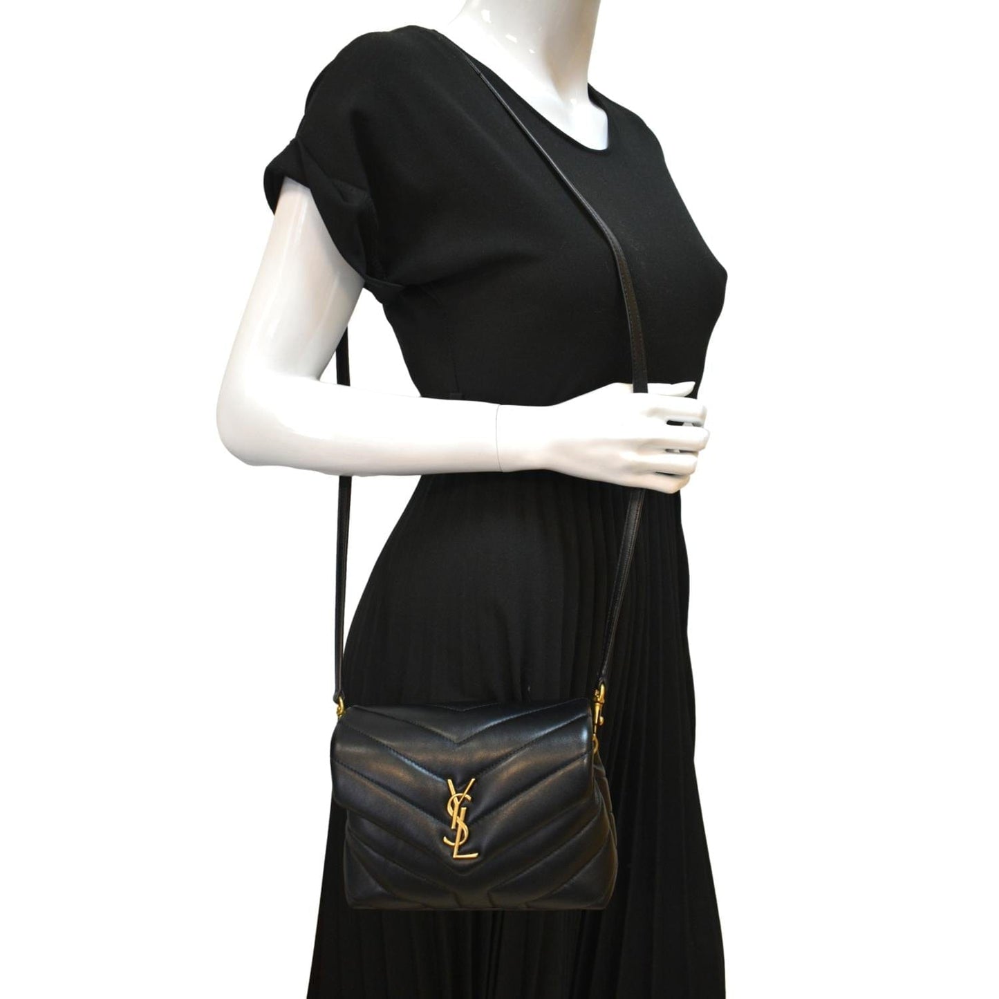 YSL Saint Laurent Yves Loulou Crossbody Bag Leather Matelasse Black Laurent Loulou Toy