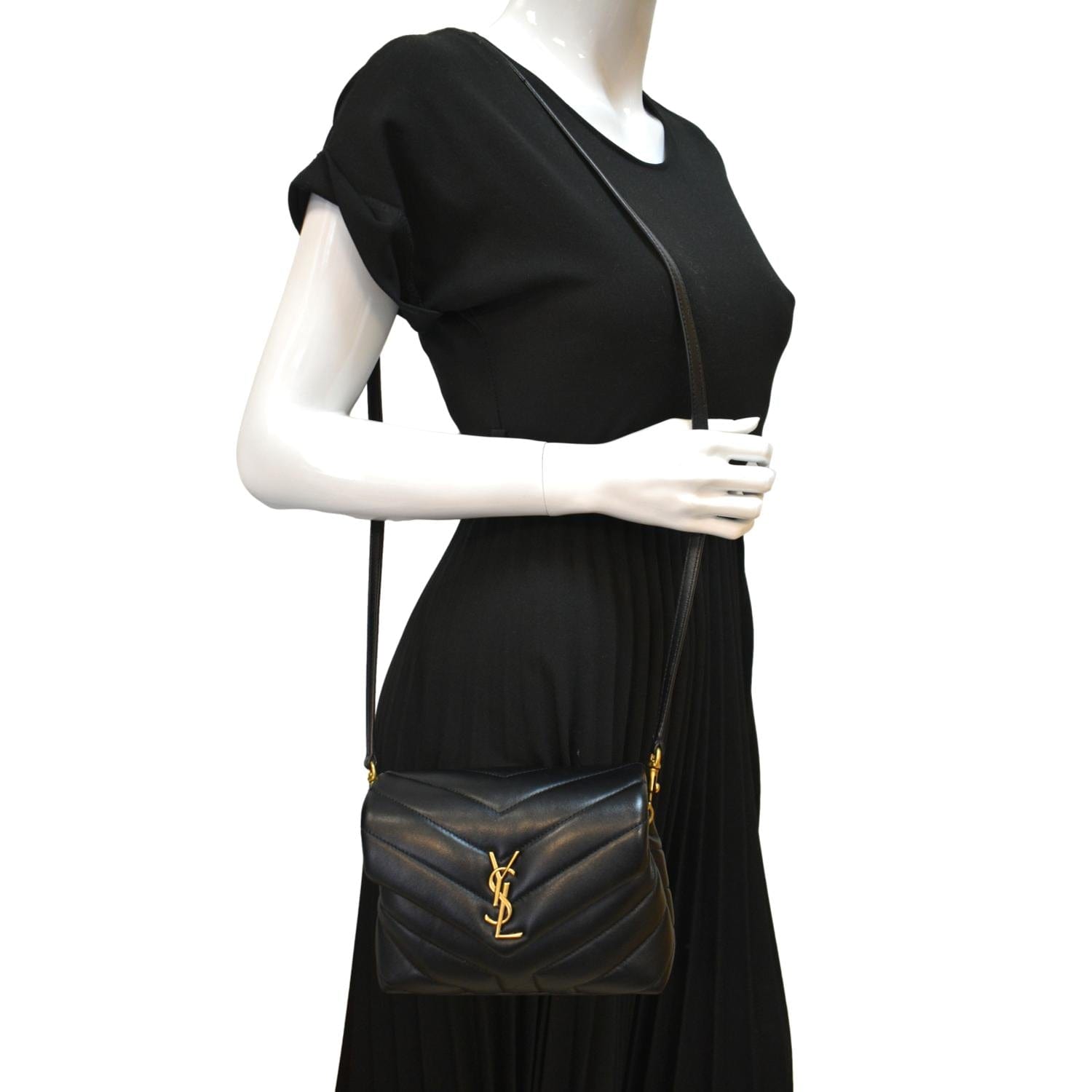 YSL Saint Laurent Yves Loulou Crossbody Bag Leather Matelasse Black Laurent Loulou Toy