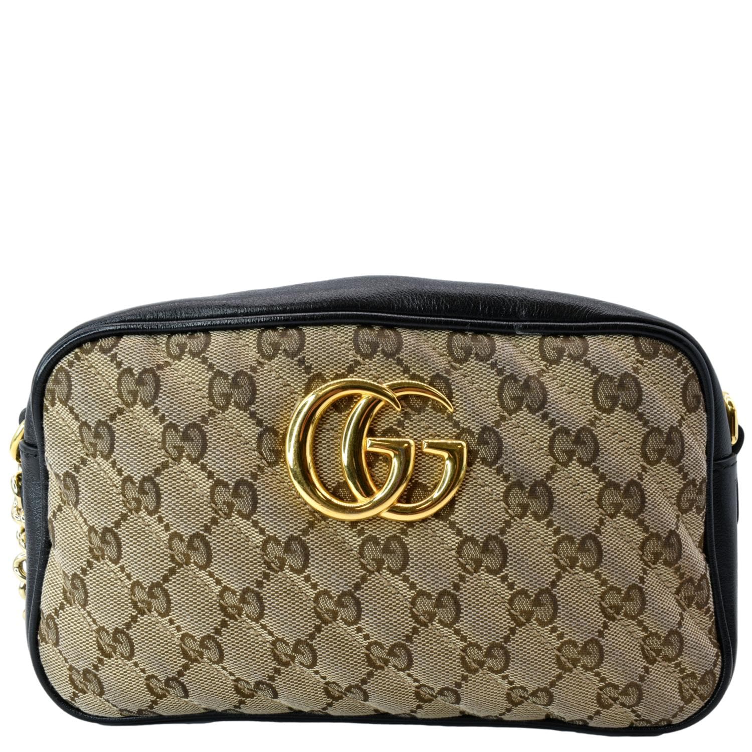 Gucci Marmont Small Crossbody Bag Beige Leather Canvas