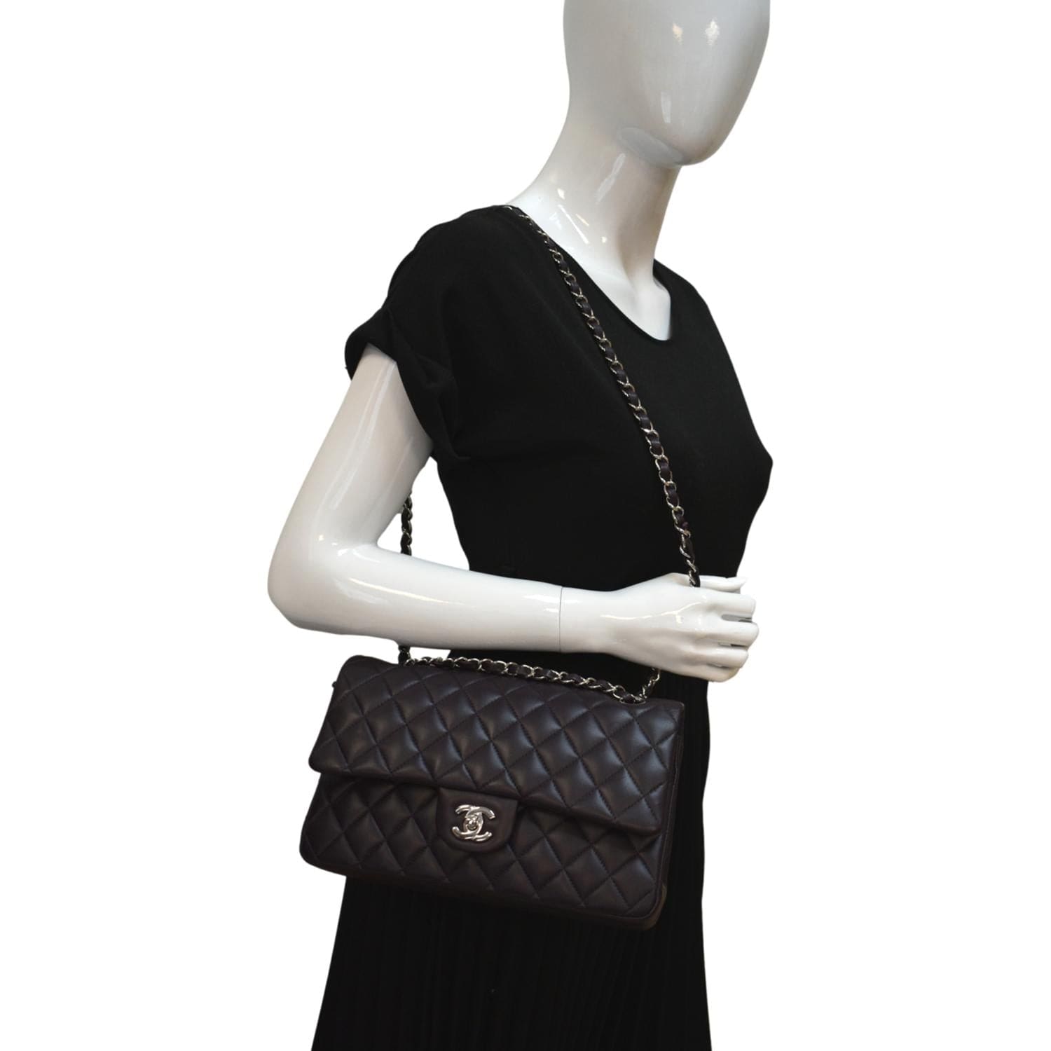 Chanel Classic Flap Maroon Leather Calfskin Travel Bag