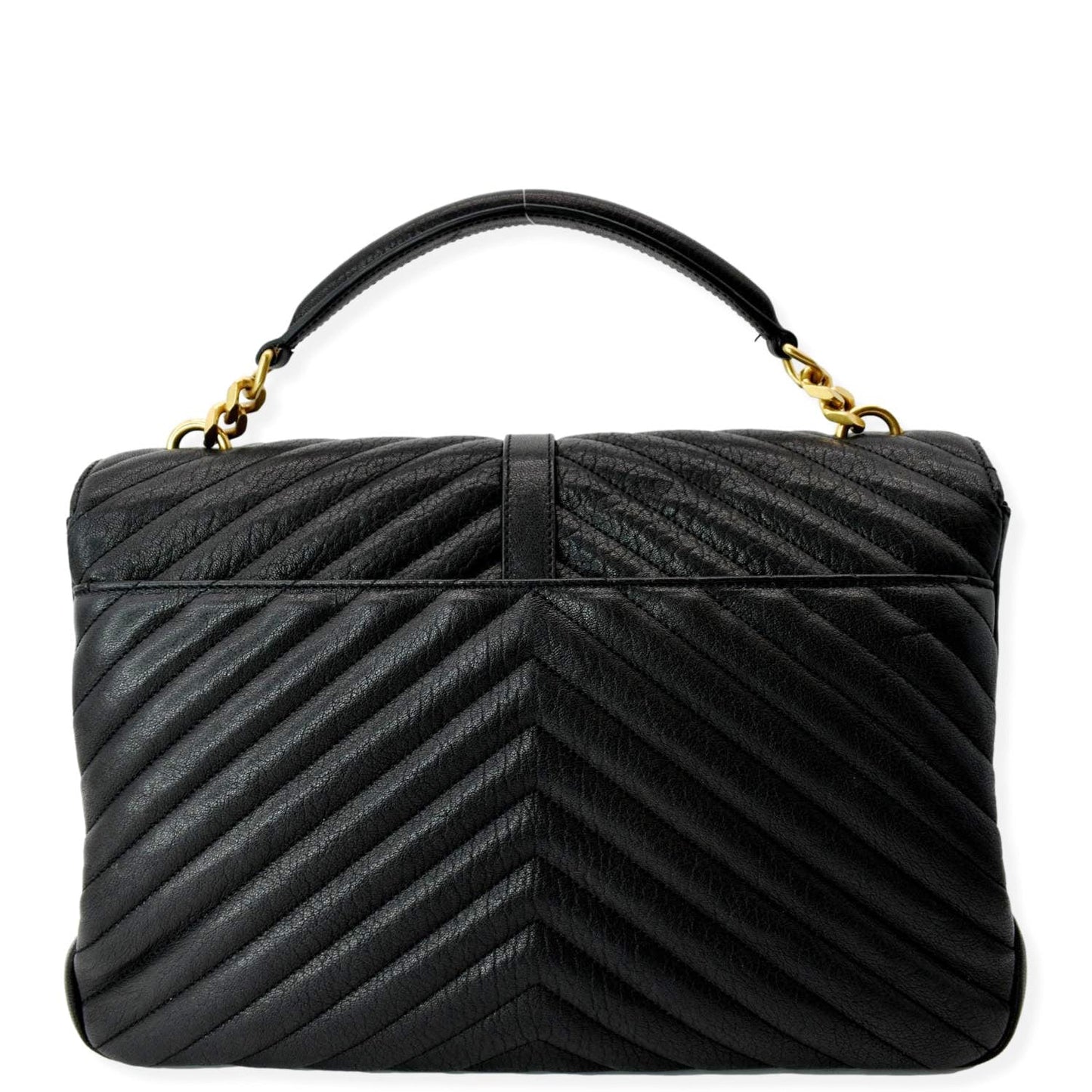 YSL Saint Laurent Yves College Matelass Shoulder Bag Leather Black Large
