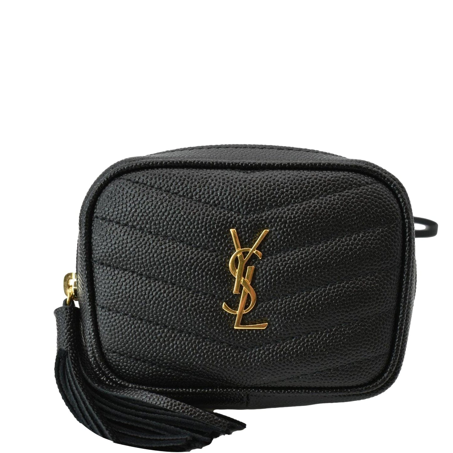 YSL Saint Laurent Yves Lou Crossbody Bag Leather Black