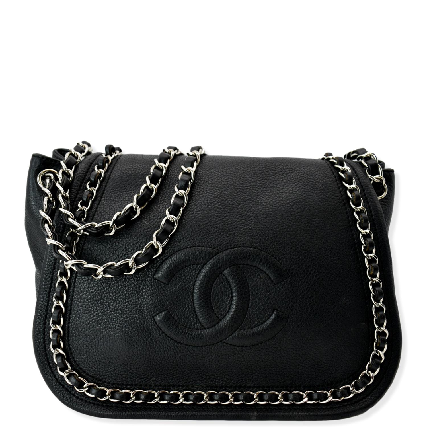 Chanel CC Around Flap Pebbled Calfskin Black Travel Bag