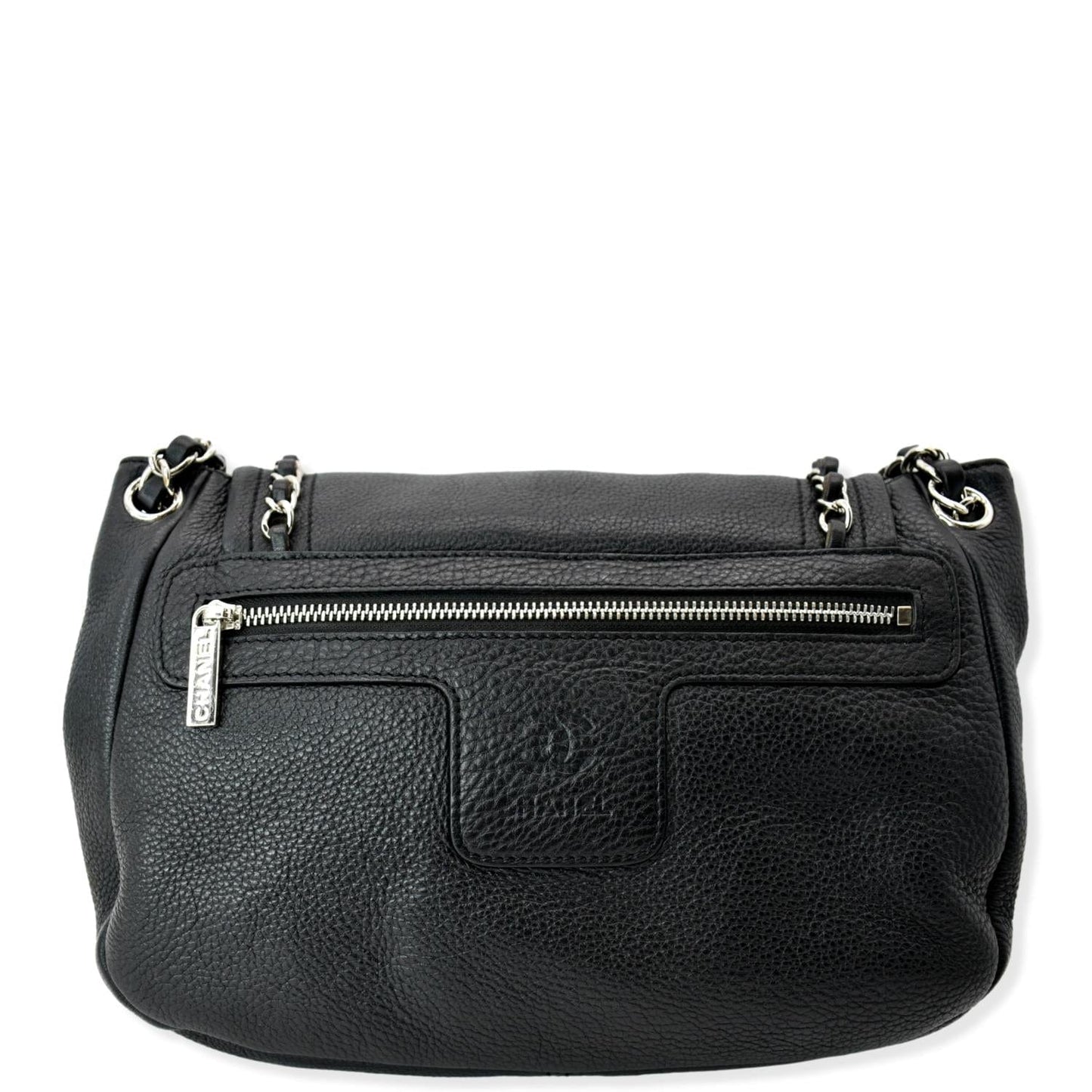 Chanel CC Around Flap Pebbled Calfskin Black Travel Bag