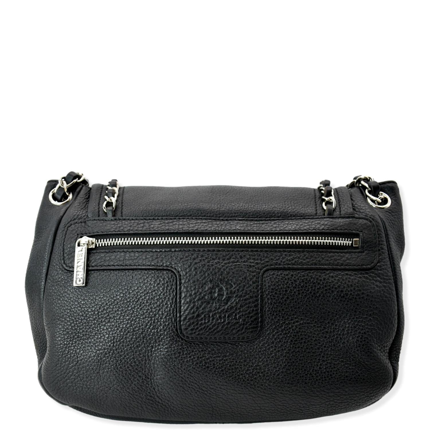 Chanel CC Around Flap Pebbled Calfskin Black Travel Bag