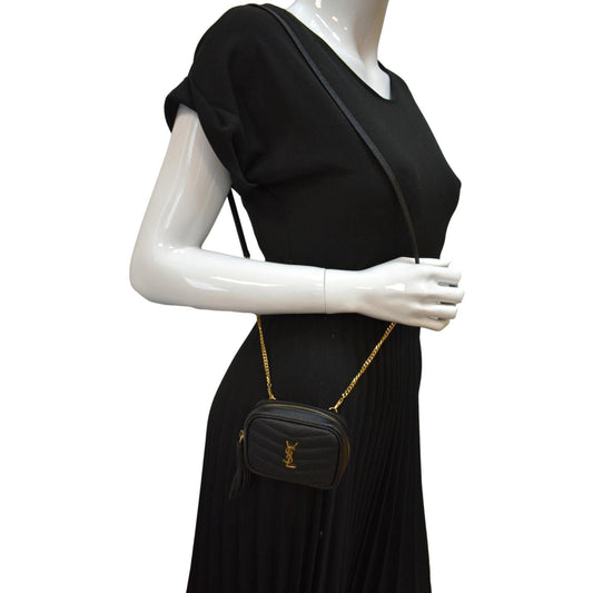 YSL Saint Laurent Yves Lou Crossbody Bag Leather Black