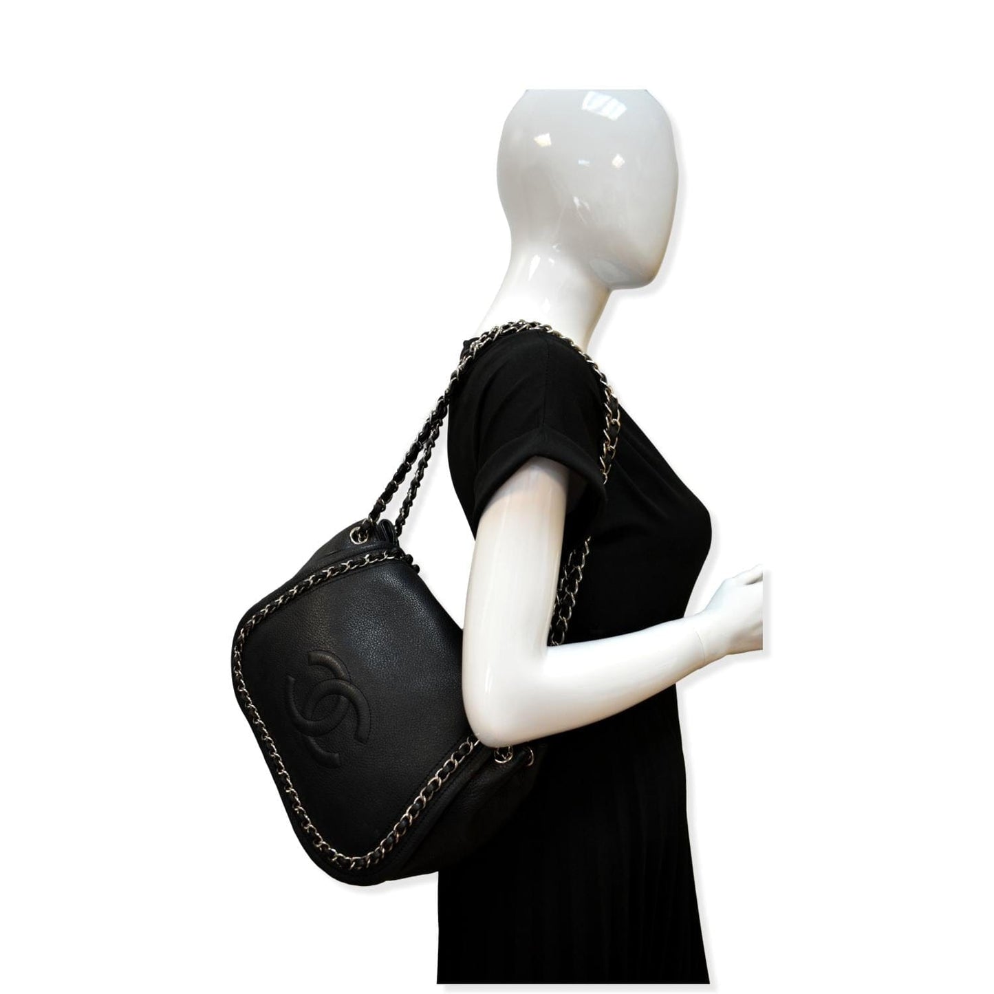Chanel CC Around Flap Pebbled Calfskin Black Travel Bag