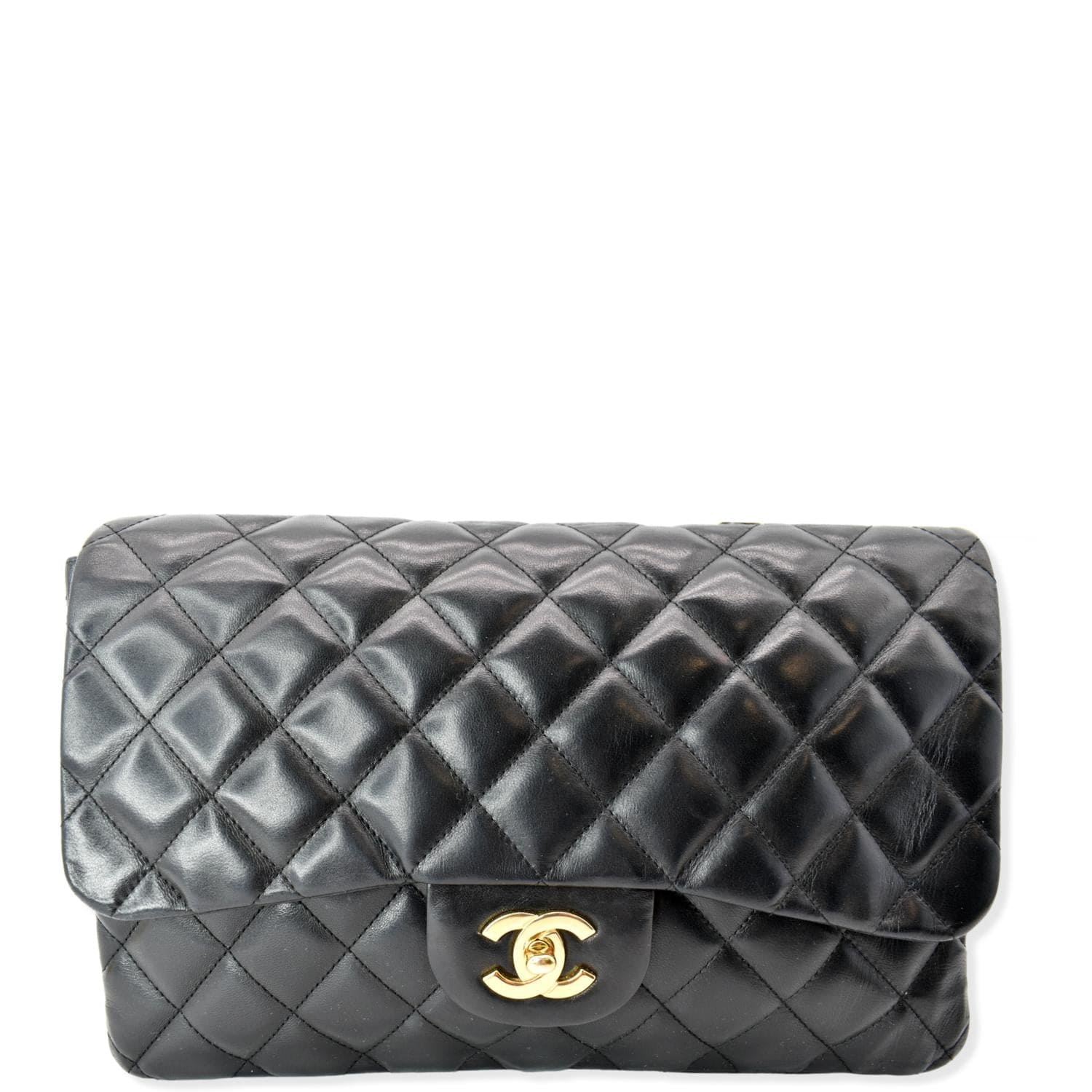 Chanel Jumbo Classic Single Flap Lambskin Black Travel Bag